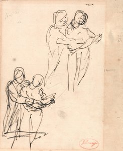 本を調べるカップル 作： George Romney